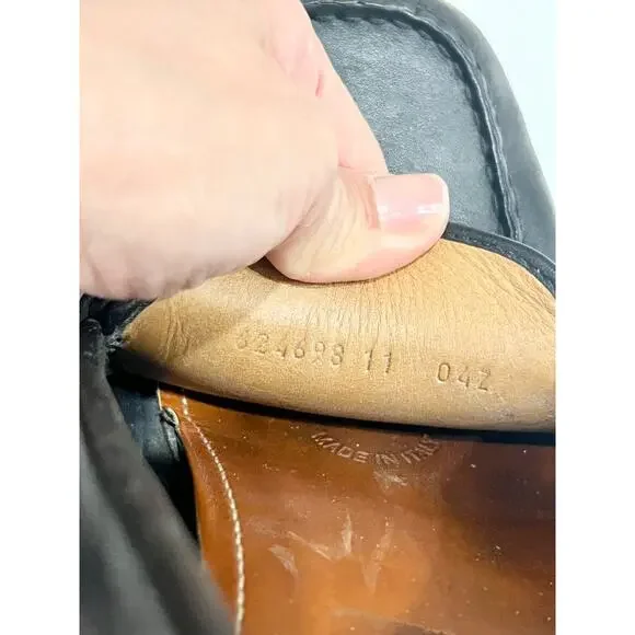 Gucci Leather Slip On Loafer Black with Gold Buckle and Red/Green Stripe Mens 11 - Picture 6 of 7